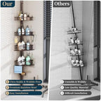 Consumest Corner Shower Caddy Tension Pole - Rustproof Shower Shelves with Towel Bar & Soap Holder, Adjustable Bath Organizer for Bathroom Storage, 27.6-108.3 inch, Bronze - Image 2