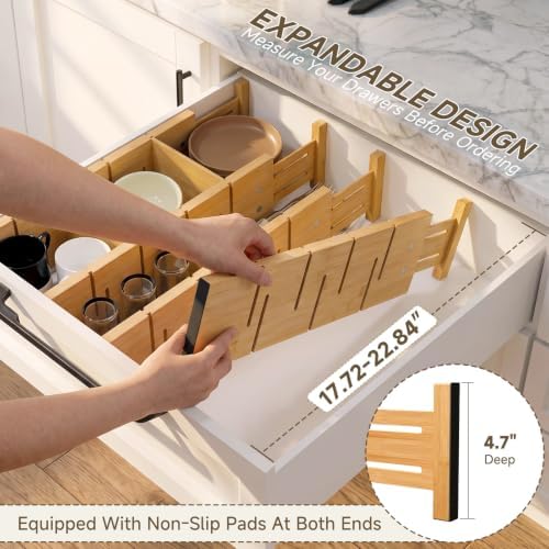 Deep Drawer Dividers For Clothes,Expandable Drawer Organizer (6, Long) - Image 4
