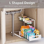 Ceetug Slide Out Under Sink Organizers and Storage, White, 2 Pack - Image 2