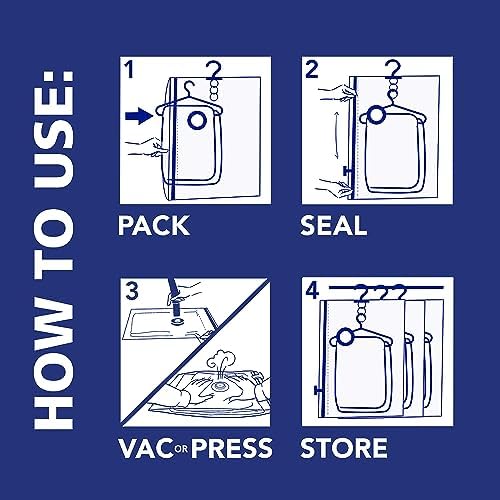 Hefty Hanging Compression Bags 3 Extra Long Vacuum Garment Storage Bags for Clothes, Travel, Closet Organization (60 X 27 Inches) (X-Large) (Pack of 3) - Image 4