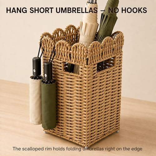 AceList Woven Umbrella Holder for Entryway, Rattan with Drip Tray - Image 5