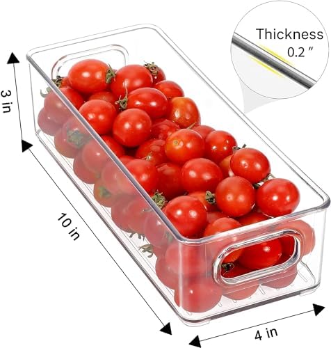 Set of 8 Refrigerator Pantry Organizer Bins - Stackable Fridge Organizers with Handles for Pantry, Freezer, Kitchen, Countertops, Cabinets - Clear Plastic Food Storage Bins - Image 2