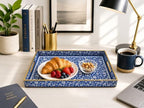 Decorative 3pcs Tray Set with Gold Handles, Elegant Luxury Style, for Living Room, Kitchen and Vanity. (Mosaic Blue Design) - Image 7