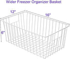 16Lx12Wx6H inch Wider Freezer Organizer Baskets Container, Refrigerator Metal Wire Storage Bins with Handles for Kitchen, Pantry, Cabinet, Closets - Pearl White（6 Packs - Image 6