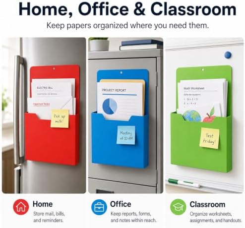 Magnetic File Holder, A4 Wall Organizer for Classroom Whiteboards (2PCS-D) - Image 2