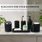 LIN CHUAN 6-Piece Bathroom Accessories Set, Modern Bathroom, Black - Image 4