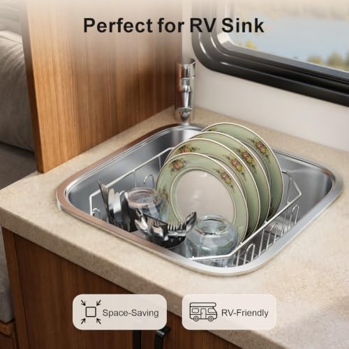 Swedecor Small in Sink Dish Drying Rack - Stainless Steel for Kitchen RV - Image 5