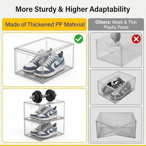 Clear Shoe Storage Boxes 9 Pack, Stackable Bins with Magnetic Doors - Image 7