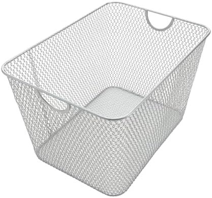 Silver Mesh Open Bin Storage Basket Organizer for Fruits, Vegetables, Pantry Items Toys, Etc. by YBMHome