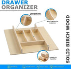 WelFurGeer Premium Wooden Silverware Organizer for Kitchen Drawers, Utensil Tray for Kitchen Drawer, Cutlery Drawer Organizer for Forks, Spoons, Knives - Sturdy Birchwood, Natural Finish - Image 5