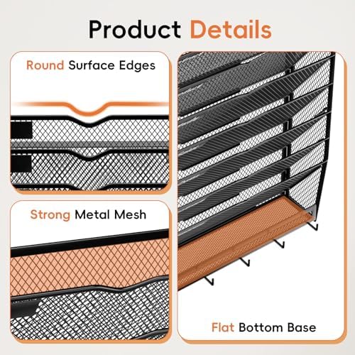 13-Tier Wall File Organizer with Hook, Hanging File Organizer Black - Image 3