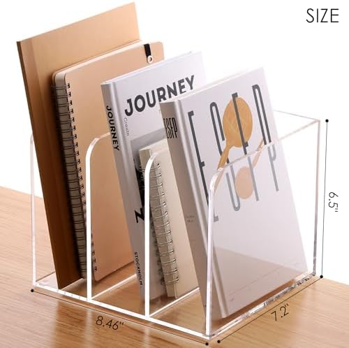 SANRUI Clear Acrylic Vertical Magazine File Organizer with 3-Slot, Clear - Image 2