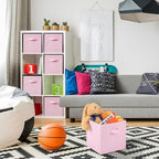 Stero 13x13x13 Inch Fabric Storage Bins 6 Pack Fun Colored Durable Storage Cubes with Handles Foldable Cube Baskets for Home, Kids Room, Closet and Toys Organization Pink - Image 6