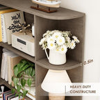 FOTOSOK 72" Tall Corner Bookshelf, 6-Tier Bookshelf and Bookcase, Grey - Image 6