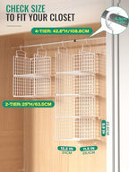 Hanging Closet Organizer, 4 Tier Metal Closet Organizers and Storage with 4 Hanging Hooks 4 S-Hooks for Wardrobe Laundry Room, Wire Storage Shelf for Clothes Sweaters Pants (White) - Image 2