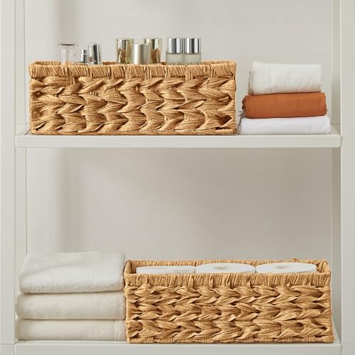 Vagusicc Wicker Storage Basket, Wicker Baskets with Handles, Toilet Paper Basket for Toilet Tank Top, Small Wicke Baskets for Organizing Shelves, 2-Pack - Image 4