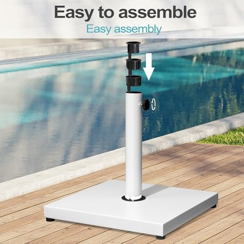 Outdoor Umbrella Base, 43lbs Heavy Duty White Umbrella Stand - Image 5