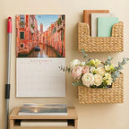 Magazine Holder Wall Basket Water Hyacinth Woven Mail Organizer, Wicker Wall Hanging Baskets for Magazines, Letters & Storage Decorative Mail Holder, Magazine Rack, Hanging Basket 11.8x4.3x7.9 Inch - Image 3