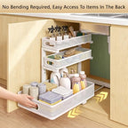 Under Sink Organizer, 3-tier Under Sink Storage Organizer Adjustable Height Easy Assembly Pull Out Cabinet Organizers Basket for Bathroom Kitchen Pantry Home Organization - Image 3