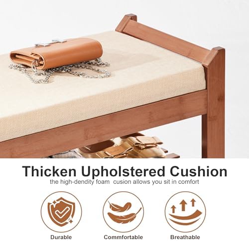 PETKABOO Hall Tree with Bench and Shoe Storage, Coat Rack Shoe Bench Set with Seat Cushion and 6 Hooks for Entryway, Hallway, Living Room and Bedroom - Image 7