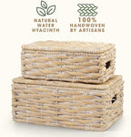 Set of 2 White Wicker Baskets with Lid - Image 7