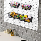 Sieral 4 Pcs Metal Pegboard Baskets Wire Organizer, Small, Medium, Black - Image 6