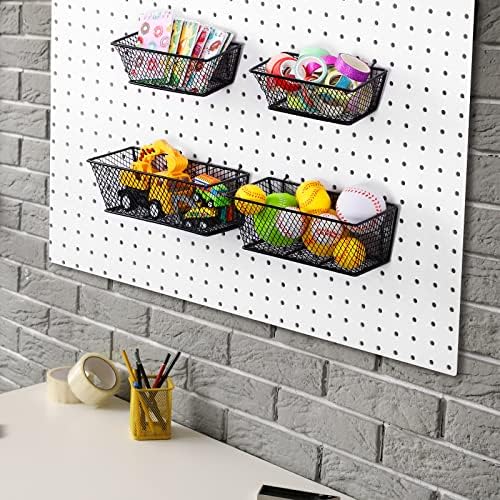 Sieral 4 Pcs Metal Pegboard Baskets Wire Organizer, Small, Medium, Black - Image 6