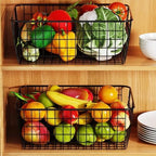 3 Pack Large Wire Baskets for Organizing 14.2'' Metal Wire Baskets with Built-in Handles, Wire Storage Basket Black Metal Freezer Organizer Wire Basket for Pantry, Cabinets, Bathroom - Image 5