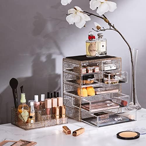Sorbus Makeup Organizer, 7-Drawer Acrylic 2-Piece Set (Glitter) - Image 2