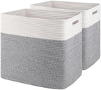 OIAHOMY 2 PACK Tall Storage baskets 55L Blanket Basket Living Room Grey by MasterofSpaceOptimization