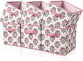 6 Pcs Fabric Floral Cube Storage Bins 11 Inch Flower Storage Basket with Handle, Linen Collapsible Fabric Box for Classroom Bedrooms Office Home Decoration (Pink indian flowers) by BBSET
