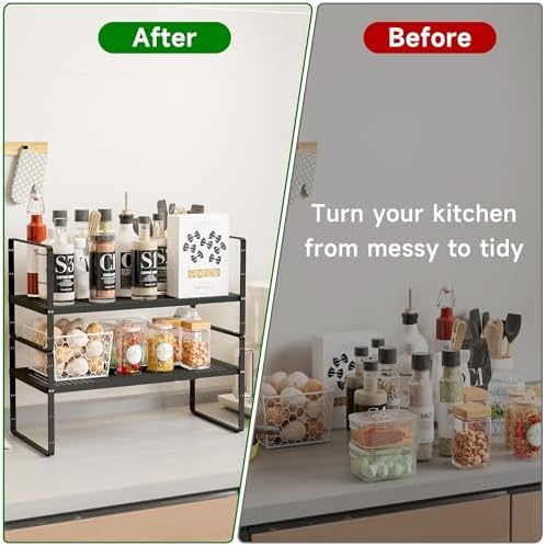Expandable Kitchen Storage Shelves, 16.5"-27" L x 10.2" W - Image 5