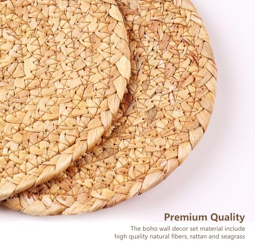 9 Pack Boho Wall Basket Set, hanging Woven Wall Basket Decor, Seagrass Rattan Wicker Boho Wall Decor, Eco-Friendly Round Art for Farmhouse Bedroom Living Room Display Table Settings Kitchen Home - Image 4