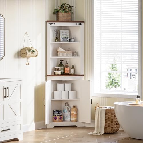 IRONCK 68'' Tall Corner Storage Cabinet with Doors and Shelves - Image 4