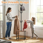 Coat Rack Freestanding, Hat Rack Hall Tree with Bench and Shoe Storage, 3-in-1 Coat Hanger Purse Rack Bag Rack Coat Tree Clothes Tree, Vintage Entryway Corner Coat Rack with Shoe Storage - Image 2