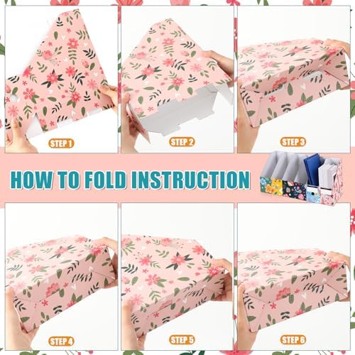 PerKoop 12 Pcs Decorative Magazine File Holders Foldable, Flower Design - Image 5
