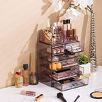Sorbus Makeup Organizer, 6-Drawer Acrylic 2-Piece Set (Purple) - Image 5