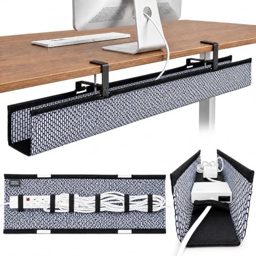 Perfect POSTURE Mesh Cable Organizer – Clamp-Mounted Under Desk Cable Management, Flexible Mesh, Easy-Access Design, & Standing Desk Compatible – 38” (White) by PerfectPosture