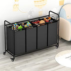 LINZINAR 4 Section Laundry Hamper, Black Laundry Basket 180L Laundry Sorter - Image 3