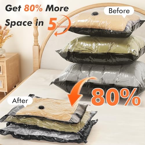 GONGSHI Vacuum Seal Bags for Clothing Travel & Home Storage, Travel Vacuum Bags with Pump,Space Saver for Blankets, Comforters, Pillows, Clothes,24 Combo - Image 3