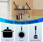 Miyili Pot Rack Square Grid Wall Mounted Kitchen Pot And Pan Organizer Shelf With 10 Hooks, 24 by 10-inch (Black), KR301B1 - Image 3