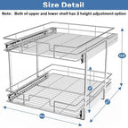 LOVMOR 2 Tier Individual Pull Out Cabinet Organizer 19½" W x 21½" D, Slide Out Kitchen Cabinet Storage Sliding Shelves - Image 3