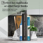 Marble Style Bookends - Decorative, Heavy Duty Book Holder for Shelves, Non Skid, Unique Design (White) - Image 3