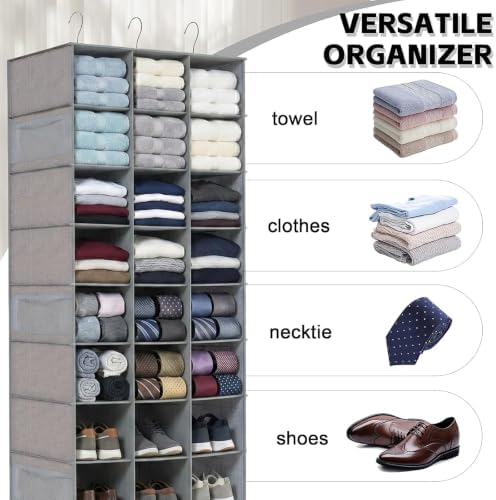 Libeder 24 Section Hanging Shoe Organizer & Storage for Closet,Heather Grey - Image 7