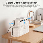 Set of 2 Cable Management Box, Handwoven Cord Hider Box with 3 Open Slots - Image 6