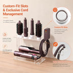 Shark Hair Dryer Holder, Hair Tool Holder for Dyson Airwrap & Shark Attachments, Hair Dryer Stand Wall Mounted or Desktop, Acrylic Blow Dryer Holder with 8 Slots Cord Hook, Bathroom CHOCHOYAH - Image 3