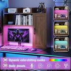 Desktop Bookshelf, Desk Hutch with RGB LED Lights & Power Outlets - Image 3