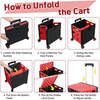 FELICON Folding Utility Cart Rolling Crate Handcart Basket Tote-Red+Black - Image 4