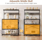 SUPERJARE Bakers Rack with Power Outlets, Microwave Stand, 31.5 X 16.5 Inch Larger Desktop, Kitchen Storage Rack with Adjustable Middle Shelf, 6 S-Shaped Hooks, Coffee Bar Stand, Grey - Image 5
