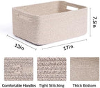 MiniArk Large Storage Baskets for Organizing, 17 x 13 x 7.5” Closet Shelf Baskets for Clothes Blanket Towels, Baby Nursery, Toy Bins Box, Woven Rope Baskets, 4 Packs Mixed Brown - Image 2